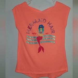 Arizona Mermaid Hair orange coral T Shirt short sleeved tank style Beach Summer